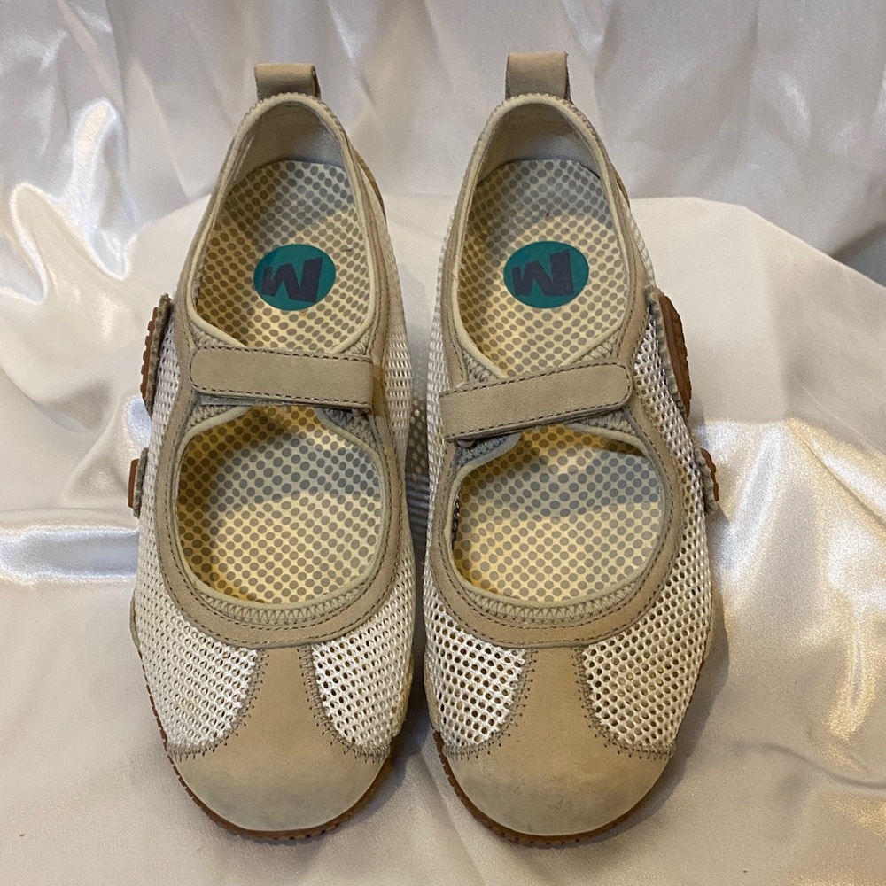 Merrell Beige and White Mary Jane Sneakers